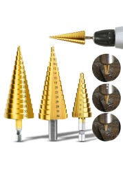 3pcs HSS Titanium Coated Step Drill Bit 4-12 4-20 4-32 Drill Power Tools Metal High Speed ​​Steel Wood Hole Cutter Cone Drill