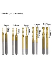 XCAN نك دوامة قاطعة المطحنة 1/8 ''(3.175 مللي متر) عرقوب 10 قطعة القصدير المغلفة الكرة الأنف راوتر بت كربيد نهاية مطحنة النجارة القاطع