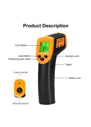 Vastar -50 to 600 Non-Contact Laser LCD Display Infrared Digital C/F Selection Surface Temperature Temp Thermometer Imag