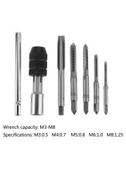 6pcs T-type Wrench Drill Kit Tools Tapping Hand Machine Screw Thread Tap Twist Bit M3/M4/M5/M6/M8 Tap Set DIY Tool High Quality