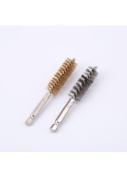 2pcs Stainless Steel Copper Wire Car Cleaning Steel Brush Machine Toothbrush Rust Scrub Removal Cleaning Tools With Drill