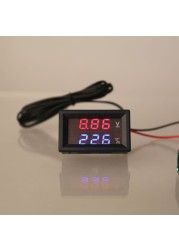 2in1 Car Voltage & Temperature Meter Dual Dispaly Voltmeter + Thermometer for 5v 12v 24v 48v 60v 72v Dropshipping