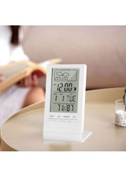 Mini Digital Thermometer Hygrometer Temperature Humidity Sensor Monitor Multifunction Meter Alarm Clock Weather Station Barometer