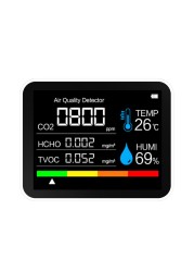 متعددة الوظائف ذكي 5 في 1 CO2 متر TFT LCD الرقمية مستشعر درجة الحرارة والرطوبة تستر ثاني أكسيد الكربون TVOC HCHO متر