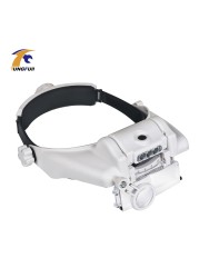 Tingfull Magnifying Glass With Led Lights Illuminated Magnifier Light Wearing Style 1.5x2x2.5x3x3.5x8 Magnifying Headset