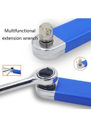 Ratchet Extension Wrench, Multifunctional High Carbon Steel Extender Adapter 1/4" 3/8" 1/2" Hand Torque Gear Socket Nut Tool Kit