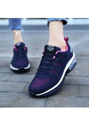 Women Running Shoes Fashion Casual Sneakers Mesh Lace Up Extra Thickening High Shoes Comfortable Breathable Zapatillas Mujer