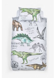 100% Cotton Dino Land Reversible Duvet Cover and Pillowcase Set