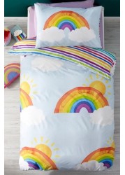 Bright Rainbow Reversible Duvet Cover And Pillowcase Set