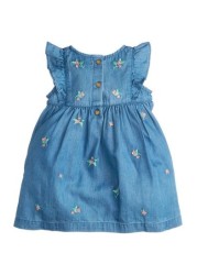 M&Co Newborns Blue Denim Floral Embroidered Dress