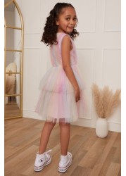 Chi Chi London Girls Rainbow Tiered Tulle Midi Dress