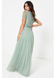 Maya Chevron Sequin Maxi Dress