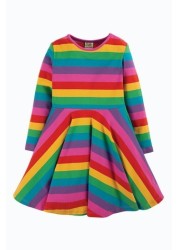 Frugi Pink Organic Cotton Rainbow Full Skirt Skater Dress