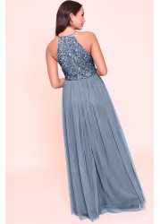 Maya Halterneck Delicate Sequin Maxi Dress Regular