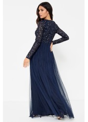 Maya Embellished Long Sleeve Maxi Dress Regular