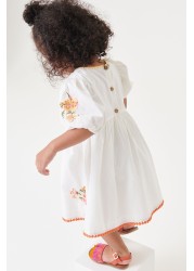 Embroidered Puff Sleeve Dress (3mths-8yrs)