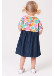 Floral Jersey Denim Mix Dress (3mths-7yrs)