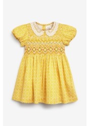 Lace Collar Shirred Cotton Dress (3mths-8yrs)