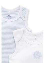 Purebaby Blue Organic Cotton Singlet Bodysuits 2 Pack