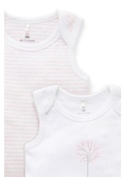 Purebaby Pink Organic Cotton Singlet Bodysuits 2 Pack