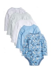 M&Co Blue Long Sleeve Bodysuits Five Pack