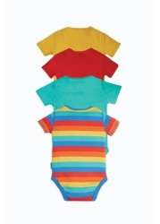 Frugi Blue Organic Cotton Rainbow Short Sleeve Bodysuits 4 Pack