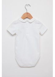 Trotters London White Milo Piped Body Short Sleeve Dungarees