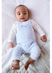 Velour Baby Dungarees And Bodysuit Set (0mths-2yrs)