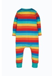 Frugi Red Organic Cotton Rainbow Stripe Footless Romper