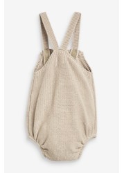 The Little Tailor Cream Fawn Knitted Baby Romper Bodysuit