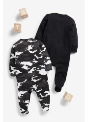 Hype. Baby Black Camo Sleepsuits 2 Pack