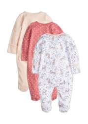 M&Co Pink Leopard Sleepsuits Three Pack