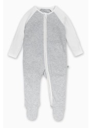 MORI Grey Raglan Sleeve Zip-Up Sleepsuit