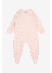 The Little Tailor Pink Jersey Print Rocking Horse Sleepsuit