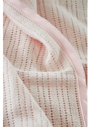 The White Company Pink Cellular Satin Blanket