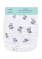 aden + anais White Snap Bibs 3 Pack Cotton Muslin Jungle Jam