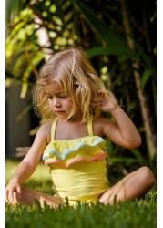 Sunuva Yellow Ric Rac Frill Swimsuit