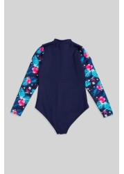 Animal Girls Navy Gala Recycled Rash Vest Swimsuit