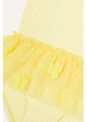 Monsoon Girls Yellow Baby Seersucker Mesh Skirt Swimsuit