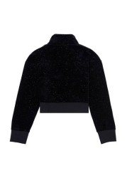 Juicy Couture Black Glitter Velour Quarter Zip Funnel Sweat Top