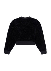 Juicy Couture Oversize Black Glitter Velour Crew Sweat Top