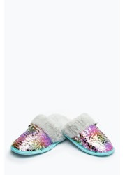 Hype. Girls Slip On Sequin Slippers