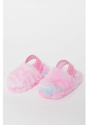 Lipsy Faux Fur Slingback Mule Slipper (Younger)