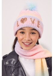 Lipsy Super Soft 2 Pack Rainbow Set Hat and Scarf