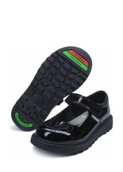 ToeZone Black Patent Single Strap Novelty Mouse School Shoes