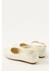 Monsoon Natural Lace Pearl Ballerina Flats