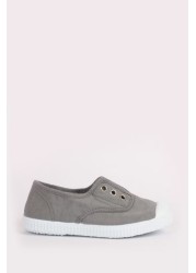 Trotters London Grey Plum Canvas Shoes