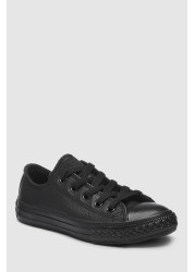 Converse Junior Black Leather Chuck Taylor Ox Low Trainers