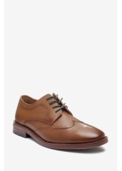 Leather Lace-Up Wing Cap Shoes