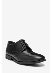 Leather Lace-Up Wing Cap Shoes